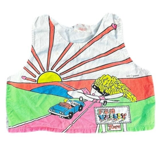 VTG Les Copines Kids 80s/90s Top Neon Colors Size 8 - Picture 1 of 9